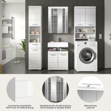 Badezimmer-Set >Scout< in Weiß/Weiß hochglanz - 190x191x34cm (BxHxT)