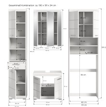 Badezimmer-Set >Scout< in Weiß/Weiß hochglanz - 190x191x34cm (BxHxT)