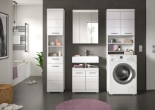 Badezimmer-Set >Scout< in Weiß/Weiß hochglanz - 190x191x34cm (BxHxT)