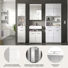 Badezimmer-Set >Scout< in Weiß/Weiß hochglanz - 186x191x34cm (BxHxT)