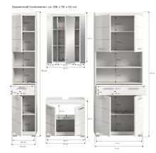 Badezimmer-Set >Scout< in Weiß/Weiß hochglanz - 186x191x34cm (BxHxT)