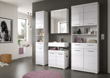 Badezimmer-Set >Scout< in Weiß/Weiß hochglanz - 186x191x34cm (BxHxT)