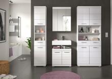 Badezimmer-Set >Scout< in Weiß/Weiß hochglanz - 186x191x34cm (BxHxT)