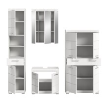 Badezimmer-Set >Scout< in Weiß/Weiß hochglanz - 186x191x34cm (BxHxT)
