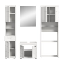 Badezimmer-Set >Scout< in Weiß/Weiß hochglanz - 190x191x34cm (BxHxT)
