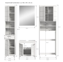 Badezimmer-Set >Scout< in Weiß/Weiß hochglanz - 190x191x34cm (BxHxT)
