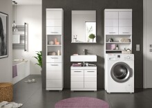 Badezimmer-Set >Scout< in Weiß/Weiß hochglanz - 190x191x34cm (BxHxT)