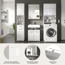 Badezimmer-Set >Scout< in Weiß/Weiß hochglanz - 190x191x34cm (BxHxT)