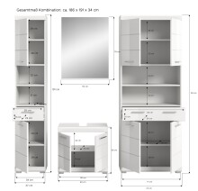 Badezimmer-Set >Scout< in Weiß/Weiß hochglanz - 186x191x34cm (BxHxT)
