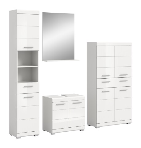 Badezimmer-Set >Scout< in Weiß/Weiß hochglanz - 186x191x34cm (BxHxT)