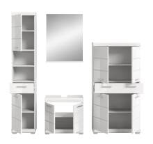 Badezimmer-Set >Scout< in Weiß/Weiß hochglanz - 186x191x34cm (BxHxT)