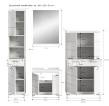 Badezimmer-Set >Scout< in Weiß/Weiß hochglanz - 186x191x34cm (BxHxT)