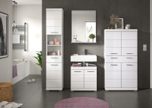 Badezimmer-Set >Scout< in Weiß/Weiß hochglanz - 186x191x34cm (BxHxT)