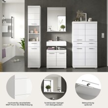 Badezimmer-Set >Scout< in Weiß/Weiß hochglanz - 186x191x34cm (BxHxT)