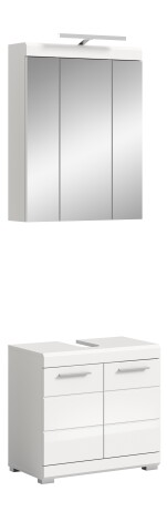 Badezimmer-Set >Scout< in Weiß/Weiß hochglanz - 60x191x34cm (BxHxT)
