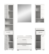 Badezimmer-Set >Scout< in Weiß/Weiß hochglanz - 164x191x37cm (BxHxT)