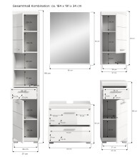 Badezimmer-Set >Scout< in Weiß/Weiß hochglanz - 164x191x37cm (BxHxT)