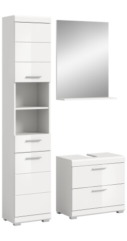Badezimmer-Set >Scout< in Weiß/Weiß hochglanz - 112x191x34cm (BxHxT)