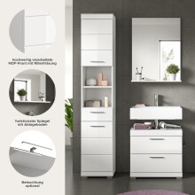 Badezimmer-Set >Scout< in Weiß/Weiß hochglanz - 112x191x34cm (BxHxT)