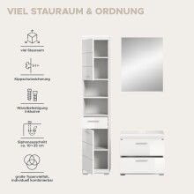 Badezimmer-Set >Scout< in Weiß/Weiß hochglanz - 112x191x34cm (BxHxT)
