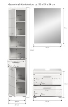 Badezimmer-Set >Scout< in Weiß/Weiß hochglanz - 112x191x34cm (BxHxT)