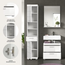 Badezimmer-Set >Scout< in Weiß/Weiß hochglanz - 112x191x34cm (BxHxT)