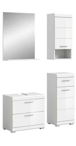 Badezimmer-Set >Scout< in Weiß/Weiß hochglanz - 112x191x34cm (BxHxT)