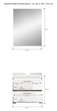 Badezimmer-Set >Scout< in Weiß/Weiß hochglanz - 60x191x34cm (BxHxT)
