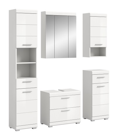 Badezimmer-Set >Scout< in Weiß/Weiß hochglanz - 164x191x34cm (BxHxT)