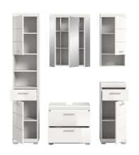 Badezimmer-Set >Scout< in Weiß/Weiß hochglanz - 164x191x34cm (BxHxT)