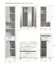 Badezimmer-Set >Scout< in Weiß/Weiß hochglanz - 164x191x34cm (BxHxT)
