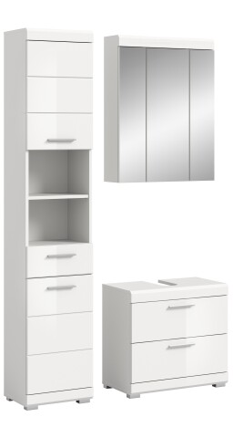 Badezimmer-Set >Scout< in Weiß/Weiß hochglanz - 112x191x34cm (BxHxT)