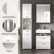 Badezimmer-Set >Scout< in Weiß/Weiß hochglanz - 112x191x34cm (BxHxT)