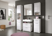 Badezimmer-Set >Scout< in Weiß/Weiß hochglanz - 112x191x34cm (BxHxT)
