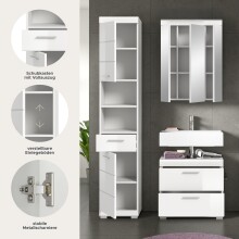 Badezimmer-Set >Scout< in Weiß/Weiß hochglanz - 112x191x34cm (BxHxT)