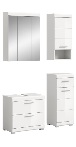 Badezimmer-Set >Scout< in Weiß/Weiß hochglanz - 112x191x34cm (BxHxT)