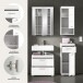 Badezimmer-Set >Scout< in Weiß/Weiß hochglanz - 112x191x34cm (BxHxT)