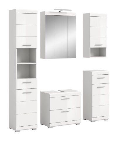 Badezimmer-Set >Scout< in Weiß/Weiß hochglanz - 164x191x34cm (BxHxT)