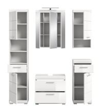 Badezimmer-Set >Scout< in Weiß/Weiß hochglanz - 164x191x34cm (BxHxT)