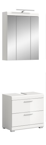 Badezimmer-Set >Scout< in Weiß/Weiß hochglanz - 60x191x34cm (BxHxT)