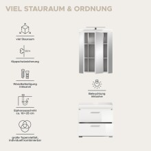 Badezimmer-Set >Scout< in Weiß/Weiß hochglanz - 60x191x34cm (BxHxT)