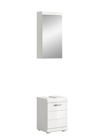 Badezimmer-Set >Scout< in Weiß/Weiß hochglanz - 40x191x34cm (BxHxT)