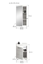 Badezimmer-Set >Scout< in Weiß/Weiß hochglanz - 40x191x34cm (BxHxT)