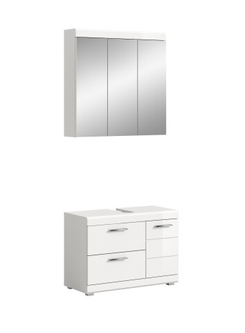 Badezimmer-Set >Scout< in Weiß/Weiß hochglanz - 80x191x34cm (BxHxT)