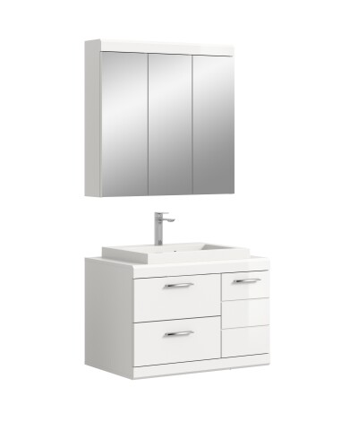 Badezimmer-Set >Scout< in Weiß/Weiß hochglanz - 80x191x50cm (BxHxT)