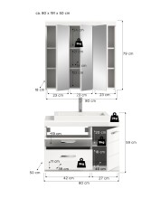 Badezimmer-Set >Scout< in Weiß/Weiß hochglanz - 80x191x50cm (BxHxT)