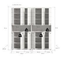 Badezimmer-Set >Scout< in Weiß/Weiß hochglanz - 180x191x31cm (BxHxT)