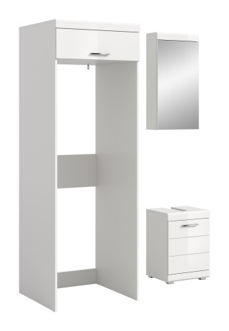 Badezimmer-Set >Scout< in Weiß/Weiß hochglanz - 121x200x68cm (BxHxT)