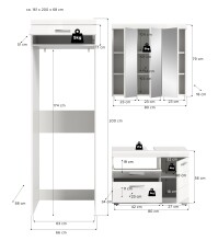 Badezimmer-Set >Scout< in Weiß/Weiß hochglanz - 161x200x68cm (BxHxT)