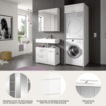 Badezimmer-Set >Scout< in Weiß/Weiß hochglanz - 161x200x68cm (BxHxT)